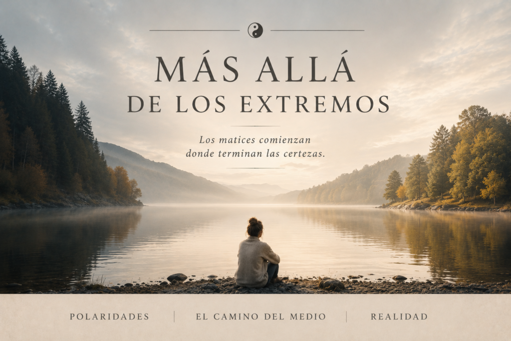Imagen sobre las polaridades, el pensamiento blanco o negro y los matices de la realidad.